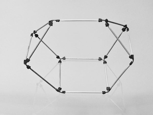 model of an irregular heptahedron made with sparx connectors and toothpicks