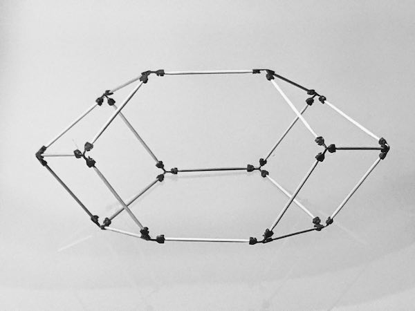 model of an enneahedron made using sparx connectors and toothpicks