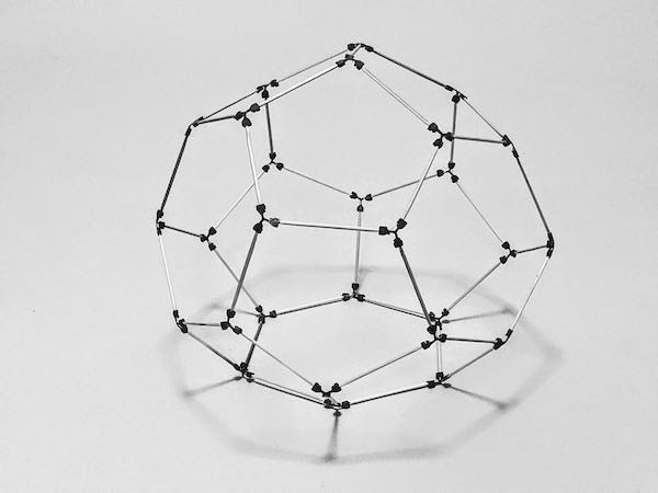 model of a truncated triakis tetrahedron made using sparx connectors and toothpicks