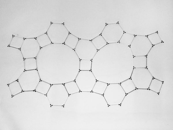 model of truncated trihexagonal tiling made using sparx connectors and toothpicks