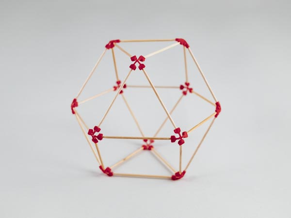 model of a cuboctahedron made using sparx connectors and toothpicks