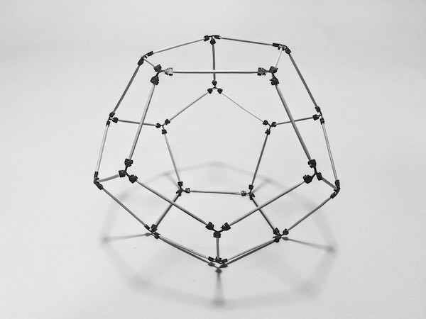 model of a dodecahedron made using sparx connectors and toothpicks