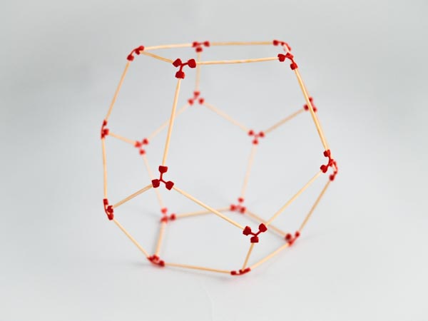 model of a dodecahedron made using sparx connectors and toothpicks