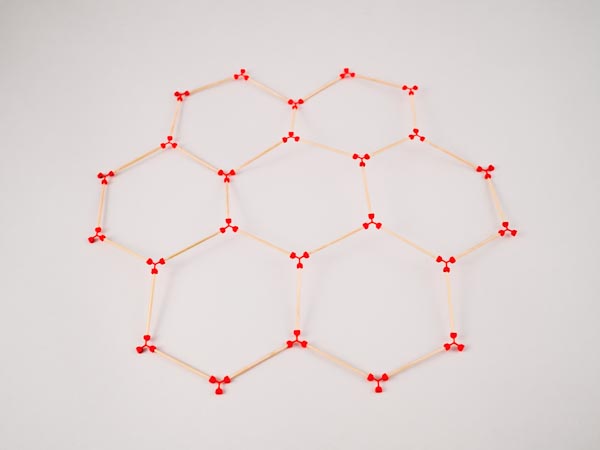 model of hexagonal tiling made using sparx connectors and toothpicks