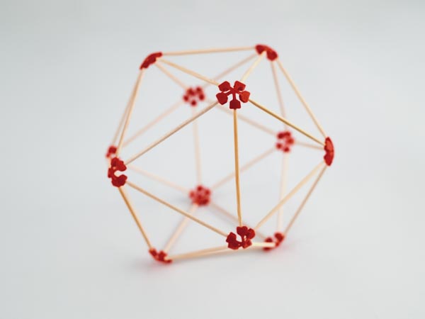 model of a isocahedron made using sparx connectors and toothpicks