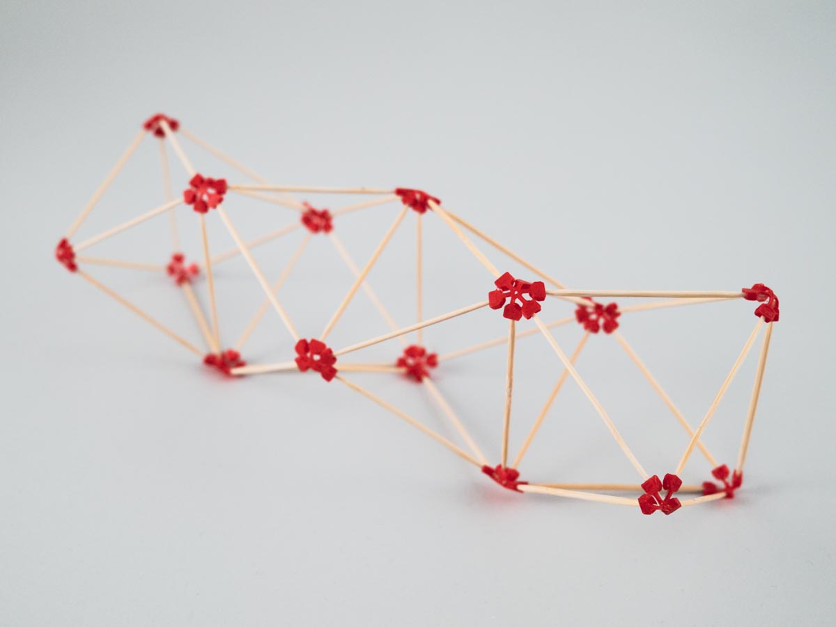 model of an octahedron stack made using sparx connectors and toothpicks