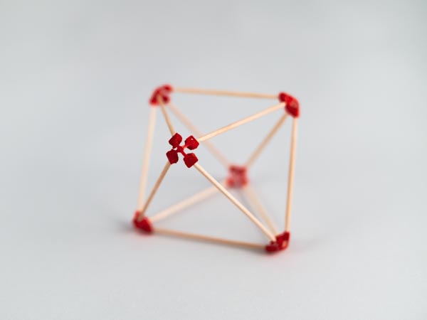 model of an octahedron made using sparx connectors and toothpicks