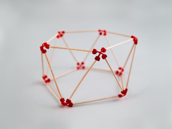 model of a pentagonal antiprism made with sparx connectors and toothpicks