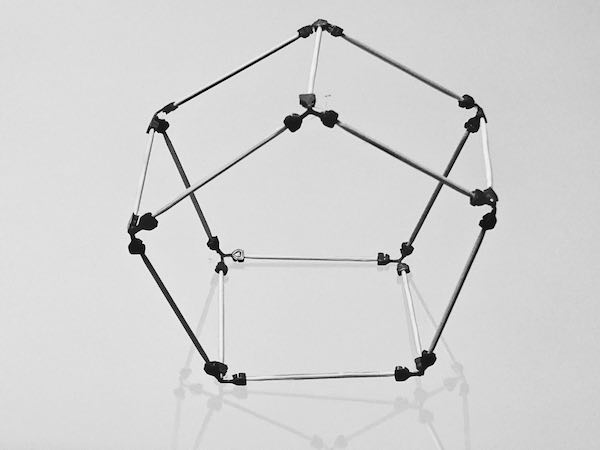 model of a pentagonal prism made with sparx connectors and toothpicks