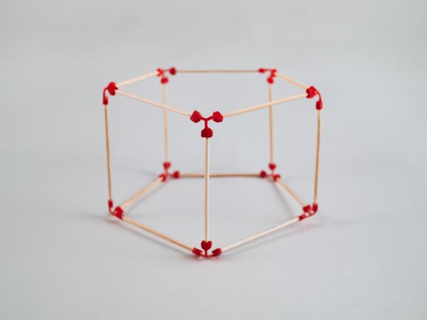 model of a pentagonal prism made with sparx connectors and toothpicks