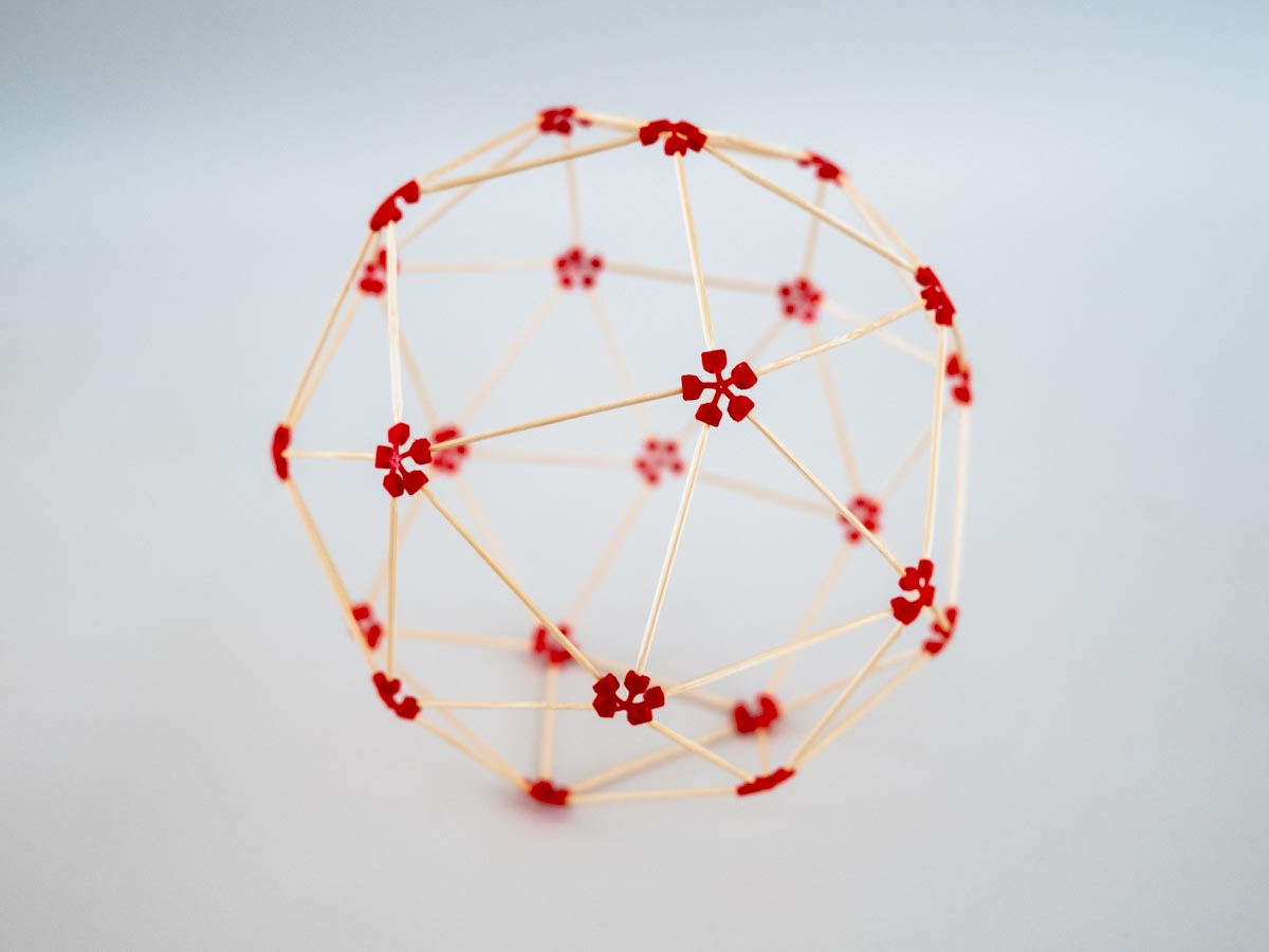 model of a snub cube made using sparx connectors and toothpicks