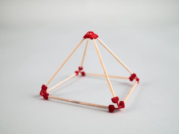 model of a square pyramid made using sparx connectors and toothpicks