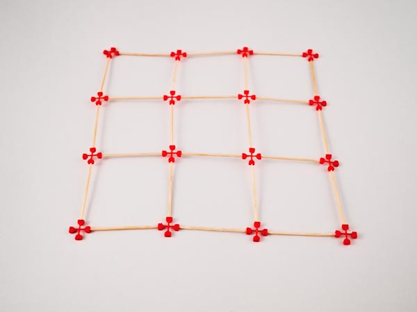 model of square tiling made using sparx connectors and toothpicks