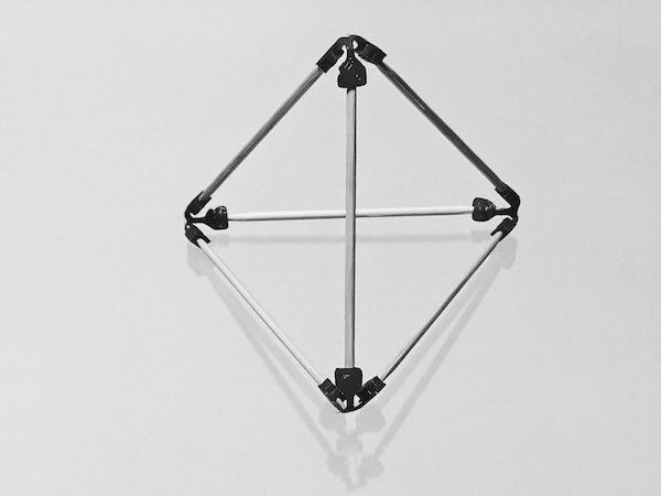 model of a tetrahedrom made using sparx connectors and toothpicks