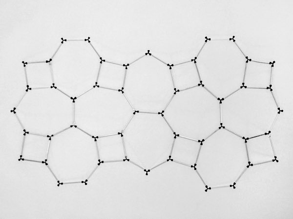 model of heptagon-square tiling made using sparx connectors and toothpicks