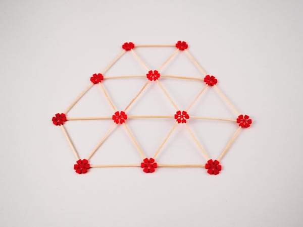 model of tringular tiling made using sparx connectors and toothpicks